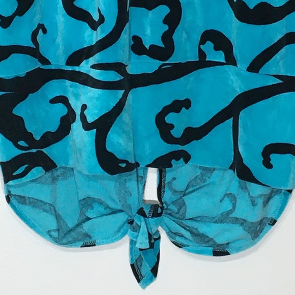 Vintage 80s Teal Black Velour Long Oversized Tunic - Picture 9 of 15